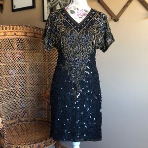 Pretty Vintage sequins & bead dress M/L